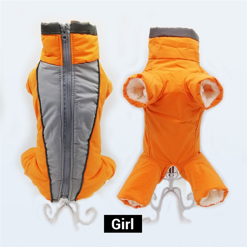 Pojke/flick hundoverall vinter varm vattentät hunddunjacka reflekterande jumpsuit för små hundar med dragkedja för husdjurskläder snödräkt: 12 / Orange för tjej
