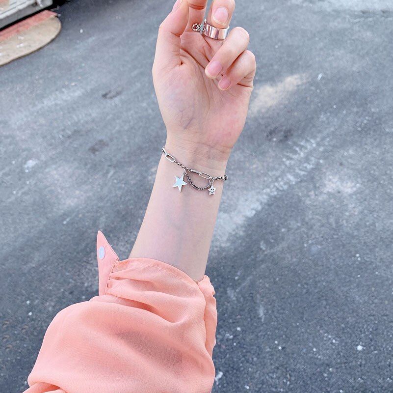 S925 stempel lachend gezicht ster thaise zilveren kleur armband kwastje ketting armband voor vrouwen sieraden s -b381