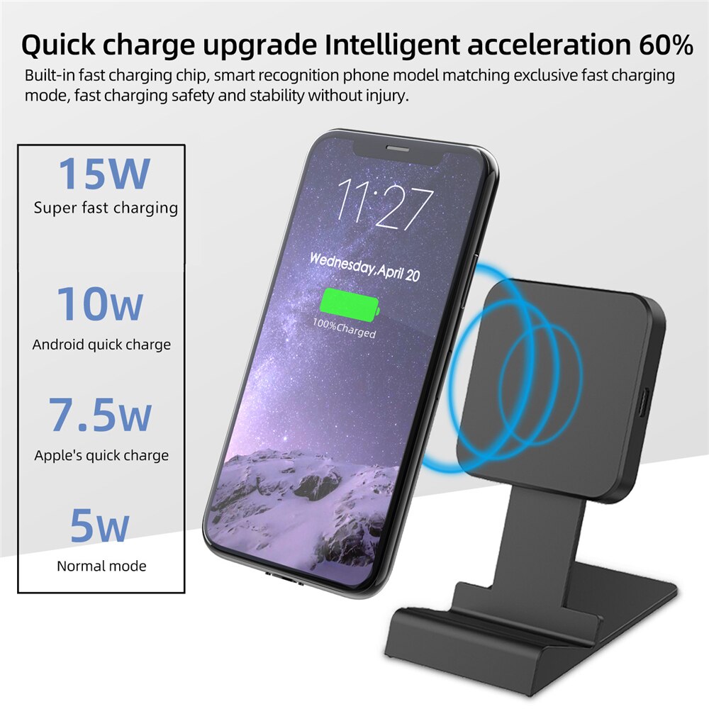 Supporto per caricabatterie Wireless GTWIN 2 in 1 15W per iPhone 12 Pro Max supporto per telefono a ricarica rapida Wireless Samsung S21 per Apple Watch