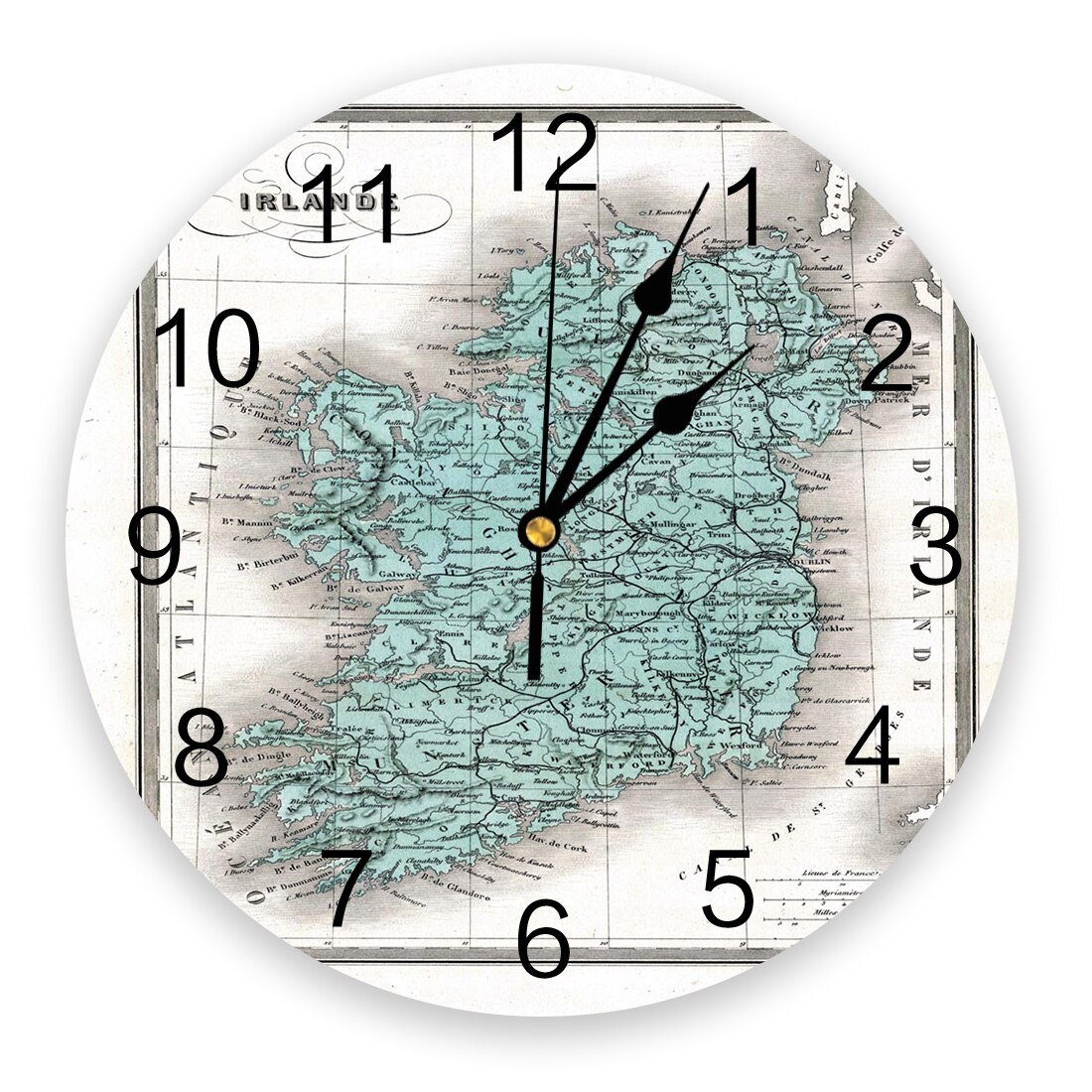 Karte Irland Jahrgang Stil Dublin Atlas Wanduhr Wohnzimmer Schlafzimmer Zauberstab Uhr Stumm Karikatur Wanduhr Hause Dekoration: LEX08863CKAZ1