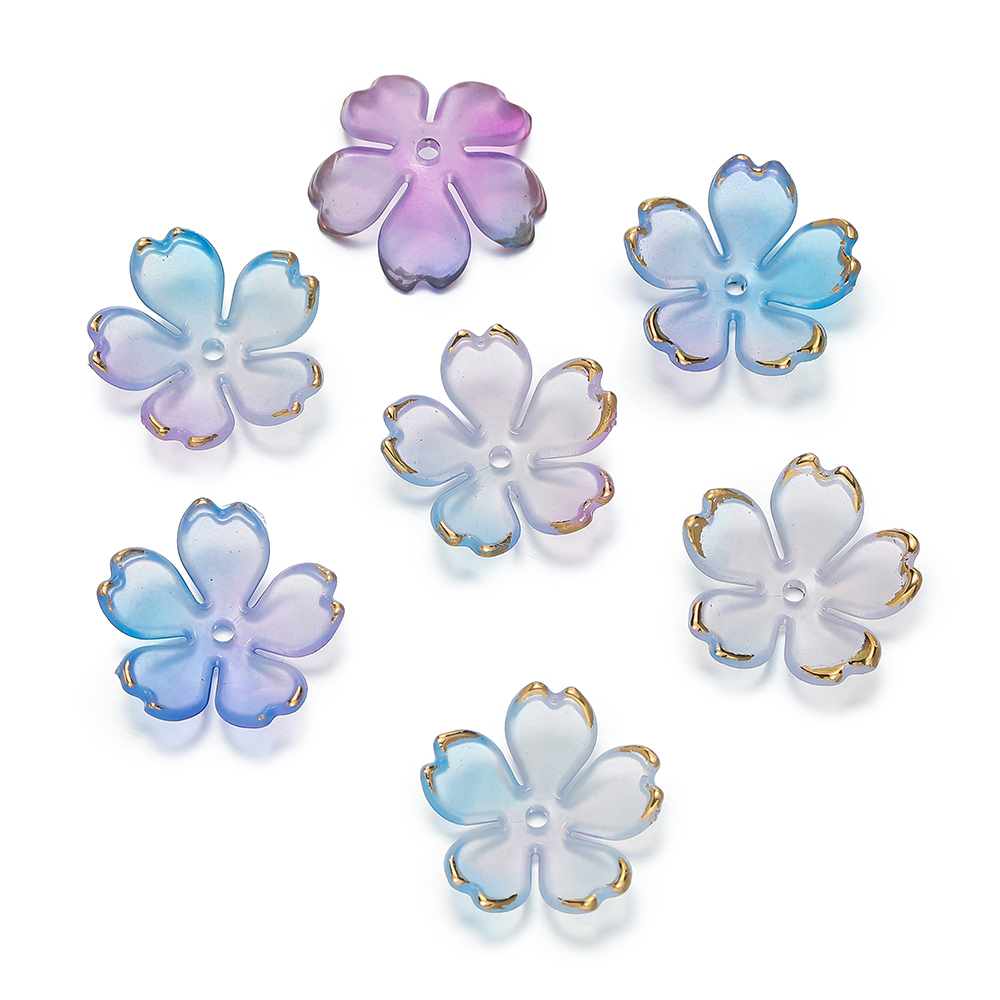 50 Perles Intercalaires Fleurs De Cerisier Acrylique - Dégradé De Rose - Pour Bijoux - Neuf