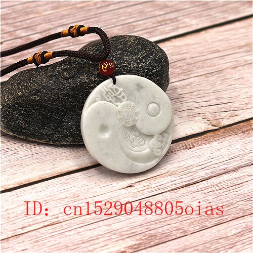 Natuurlijke Witte Chinese Jade Taiji Bagua Hanger Ketting Charm Sieraden Mode Accessoires Gesneden Amulet Voor Vrouwen Mannen