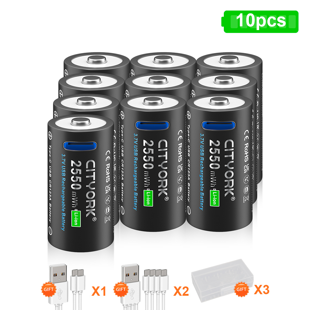 CITYORK 3,7 V CR123 CR123A Akku Typ-C USB Ladung 16340 16350 Lithium Li-Ion Batterien Für LED Taschenlampe zelle: Blau