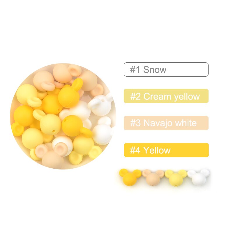 Anneau de Dentition en Silicone, Perles Souris, pour Bébé, Alimentaire, Coloré, Collier à Mâcher, Bracelet, Fabrication de Bijoux, 10 Pièces