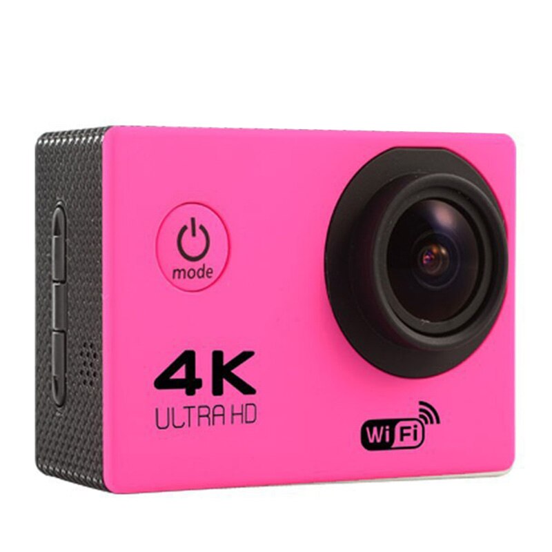 Wireless Wifi Camera HD 4K Waterproof Wide Angle 2.0 Inch Screen for Outdoor Sports: Pink