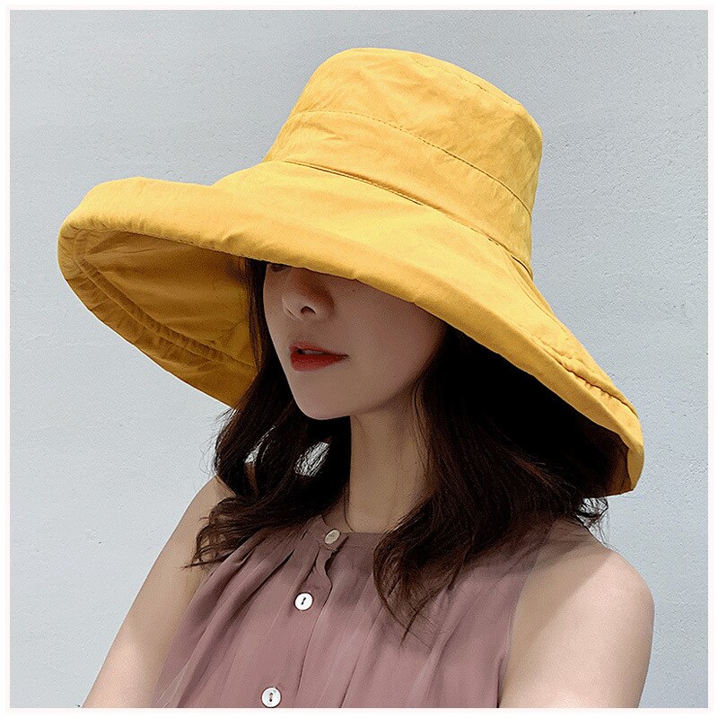 K34 Summer Big Brim Sun Hat For Female Seaside Sun Protection UV Cap Japanese Wild Fisherman Hat Korean Version