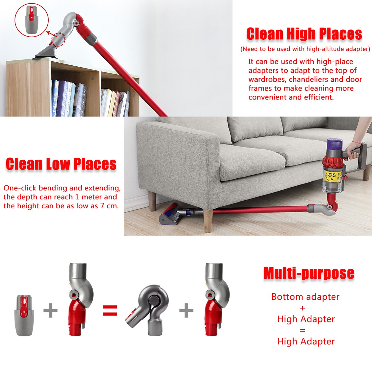 Adaptateur de tête de coude de Conversion inférieur, convertisseur de connecteur de remplacement d'aspirateur Dyson V7 V8 V10 V11