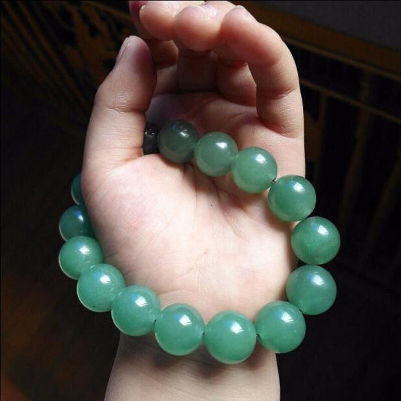 yu xin yuan Fine Jewelry Natural Dongling Jade Handmade 16mm Round Beads trendy Bracelet for Men Jewelry Bracelets: 12mm