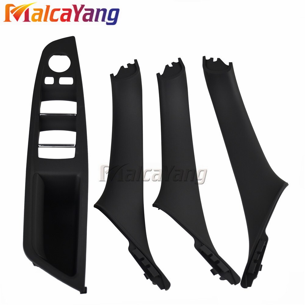 Right Hand Drive RHD For BMW 5 Series F10 F11 F18 520 Black Car Interior Door Handle Inner Door Panel Pull Trim Cover: Black 4pcs