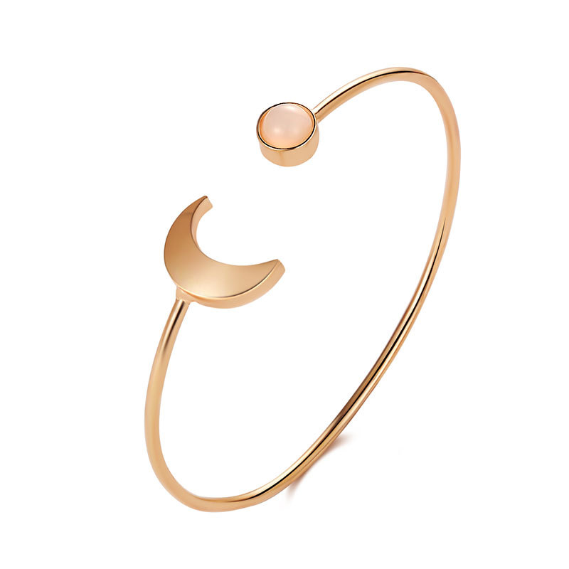 Stijlvolle Maan Zon Open Armband Voor Vrouwen Zilver Kleur Black Metal Hand Chain Graceful Ritzy Femme Mujer Verfijnd Accessoires: gold
