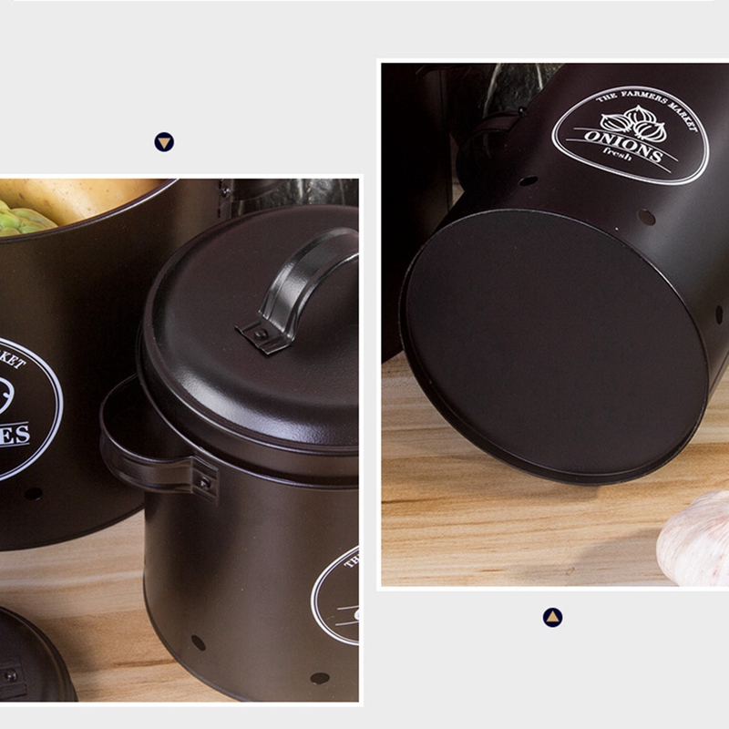3 Pcs Storage Box Potatoes Onions Garlic Bin Kitchen Food Container Buckets Breathable Metal Box Potato Bucket