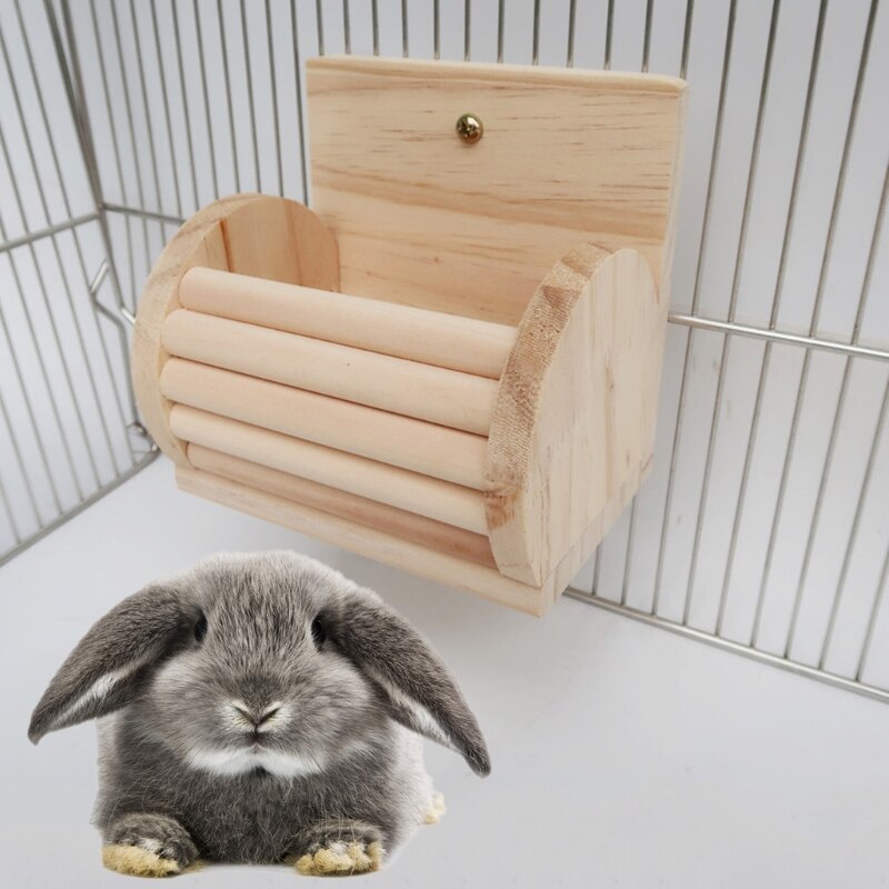 Konijn Feeder Bunny Cavia Hooi Feeder Hooi Kribbe Voor Kooi Chinchilla Hout Voedsel Kom Niet Giftig Veilig Materiaal