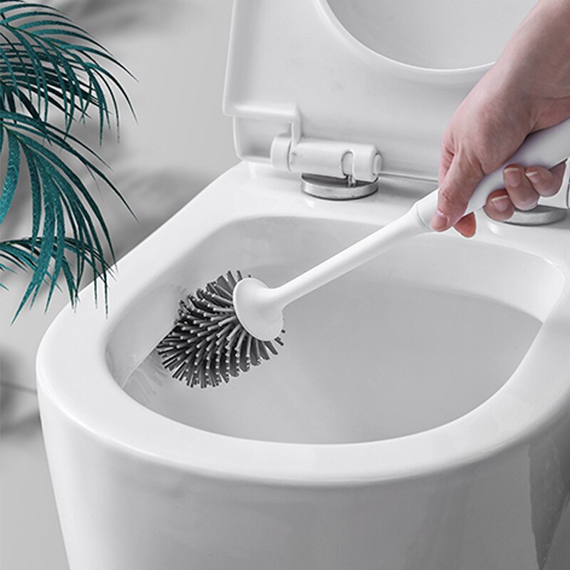 Silikone toiletbørste vægmonteret toilet toiletbørsteholder sæt rengøringsværktøj holdbart plastik gummi badeværelse tilbehør