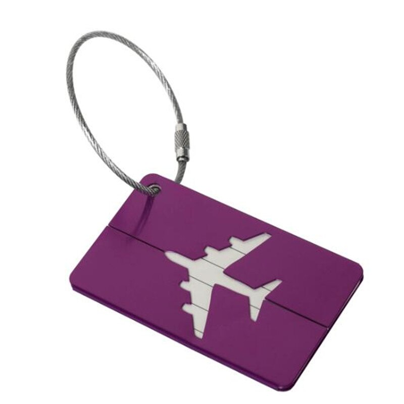 Etichette per il Bagaglio in Lega di alluminio Bagaglio Nome Tag Valigia Indirizzo Etichetta Supporto di Accessori Da Viaggio per Id Tag Bagagli: VIOLA