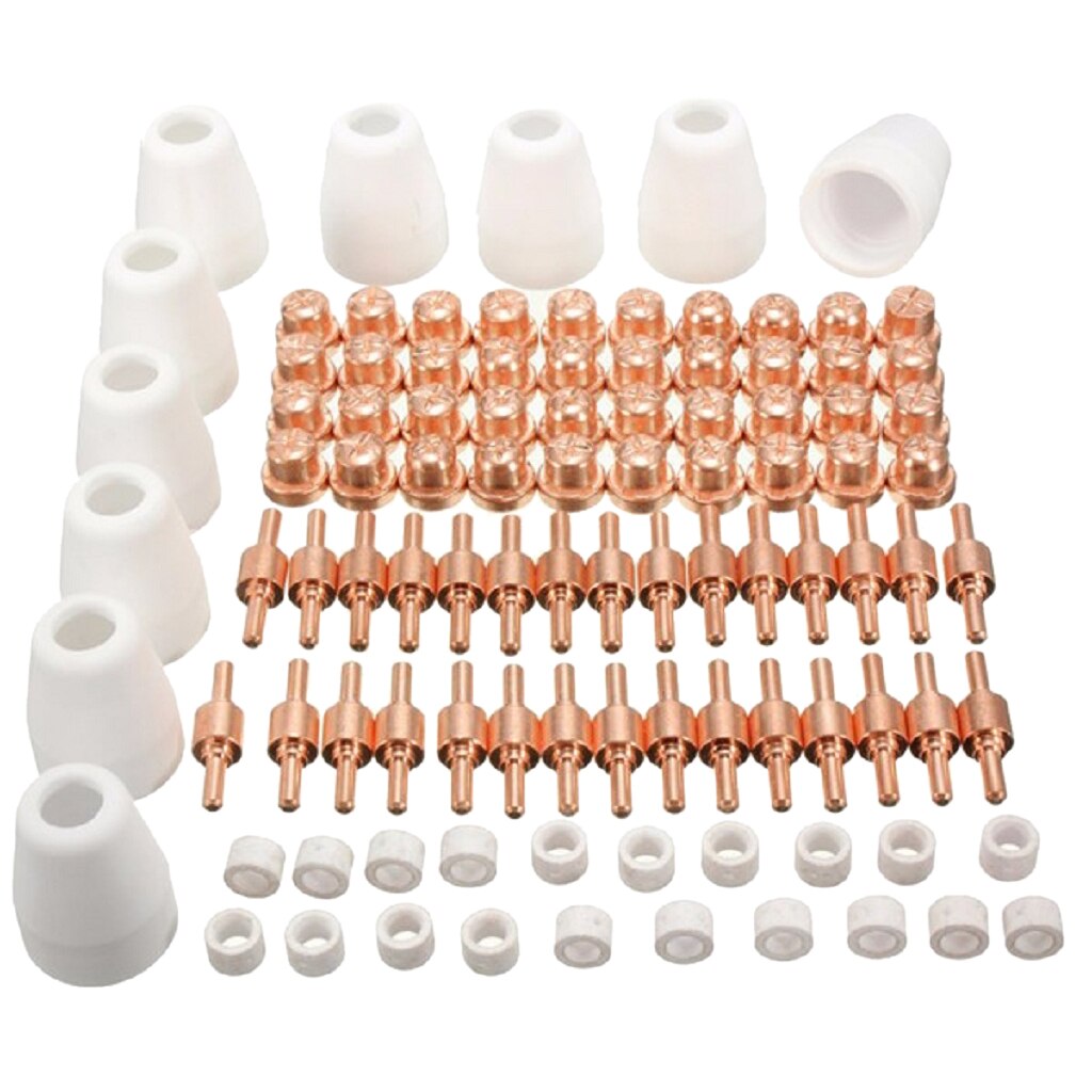 100Pieces Air Plasma Cutter Torch Consumables Kit for Cutting Welding Machine Kit Electrodes Nozzles Tips Shield Cup Set