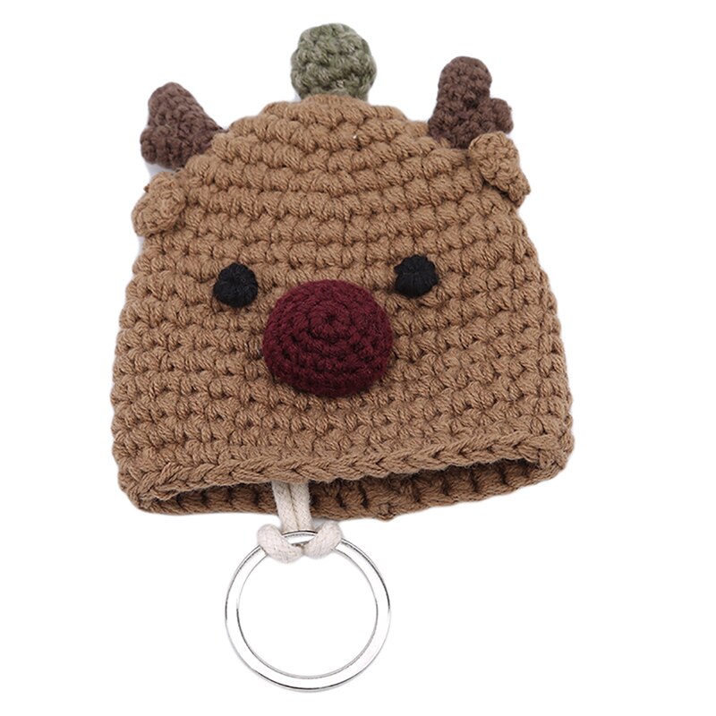 Saco de chave de carteira de moda de desenhos animados de moda puxar cordão chaveiro titular mão-tecido bonito armazenamento porta-chaves: elk