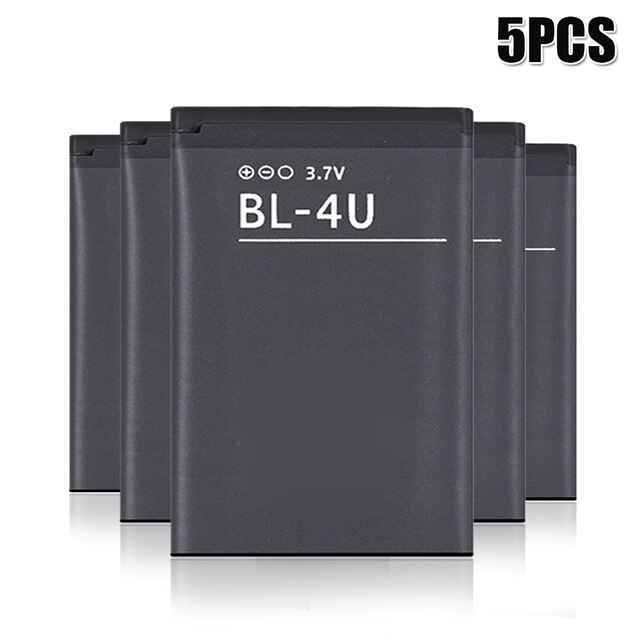 1000mAh BL-4U BL4U BL 4U batteria del telefono per Nokia Asha 300 305 306 308 309 3120c 5250 206 515 5330 5530XM XpressMusic 5730 6212c: 5pezzi