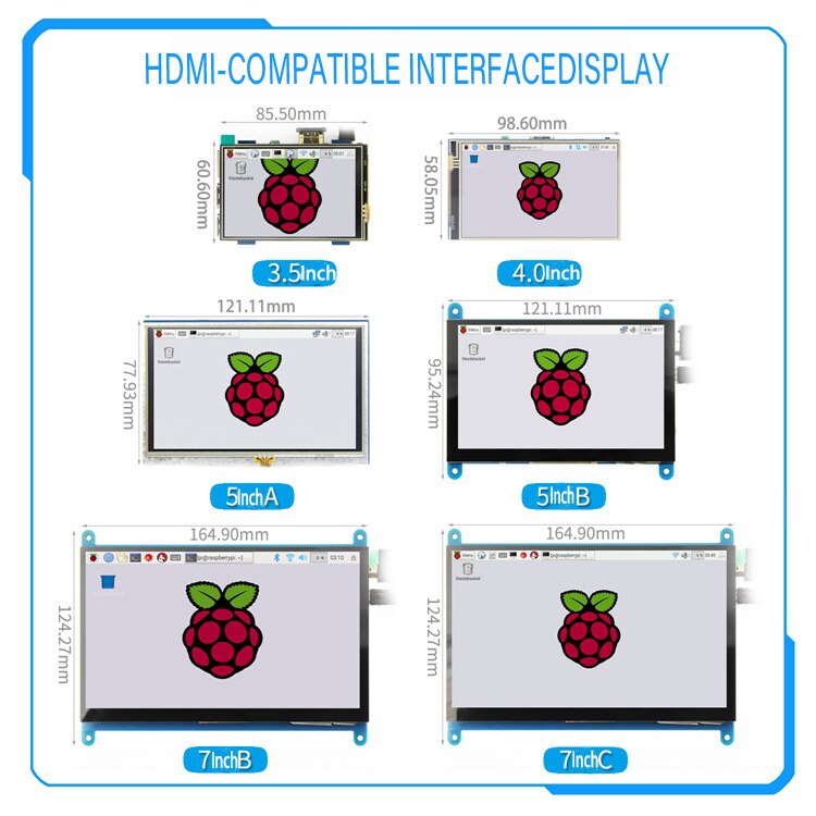 [Serie] 3.5 Inch/4 Inch/5 Inch/7 Inch Raspberry Pi 4th Generatie Resistive/capacitieve Touchscreen