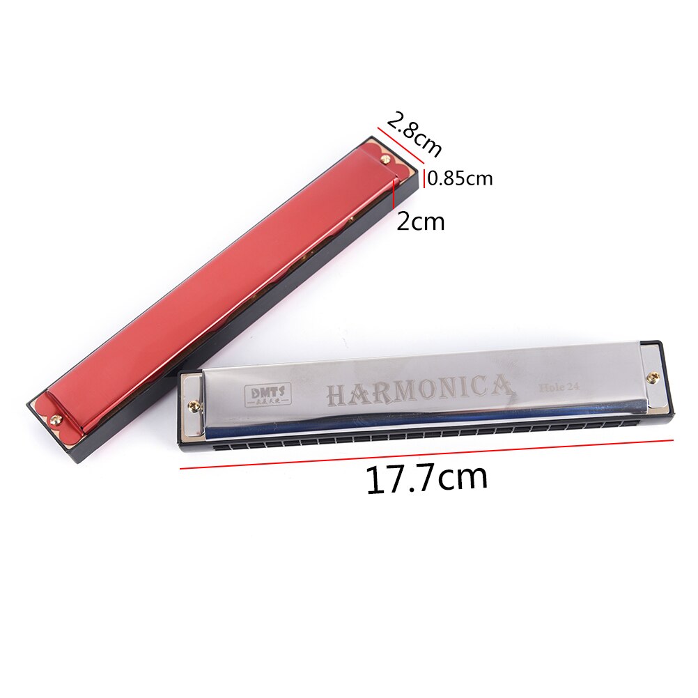 Gmarty 24 Hole Key Of C Play Harmonica Tremolo Harmonica Mouth Organ Double Row for Musical Beginner