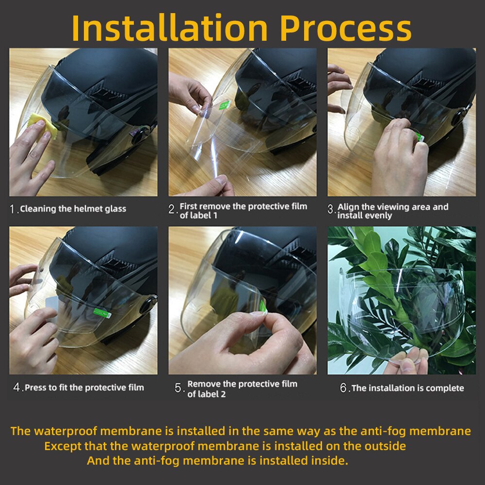 Hippcron Motorcycle Helmet Optional Clear Rainproof Film Anti Rain Clear Anti-Fog Patch Screen for Universal Helmets