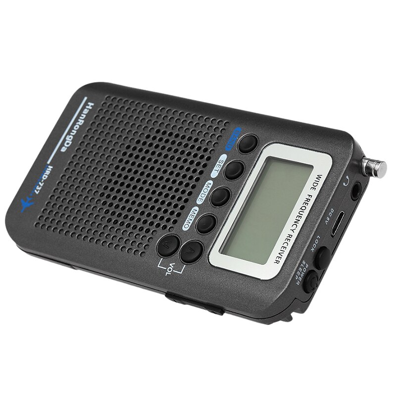HanRongDa HRD-737 Portable Radio Aircraft Band Receiver FM/AM/SW/ CB/Air/VHF Radio World Band with LCD Display Alarm Clock