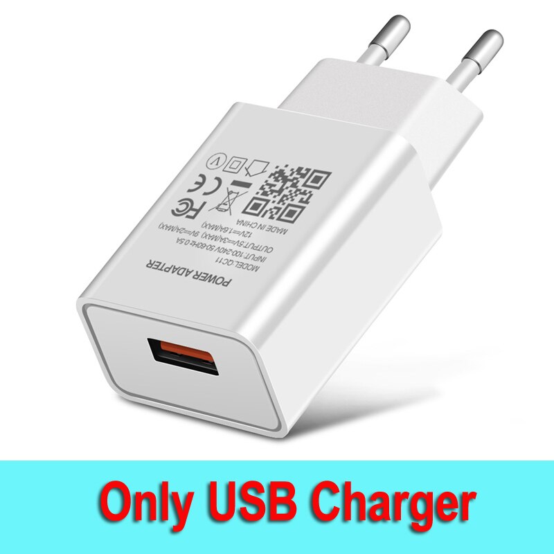 18W Fast Charger Eu Plug Telefoon Adater Type-C Usb Kabel Voor Oppo A93 A73 A72 A52 A5 a9 F17 Realme X2 X3 X50 X7 3 5 6 7 Pro: Only White Charger