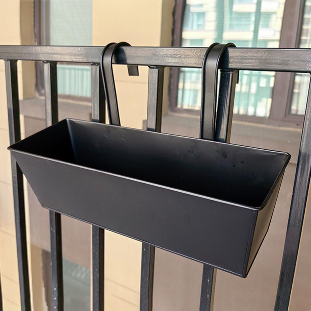 Hangende bloempot Rechthoekige relingplantenbak met drainagegat 16-inch plantenbak met haken voor balkonveranda of dek
