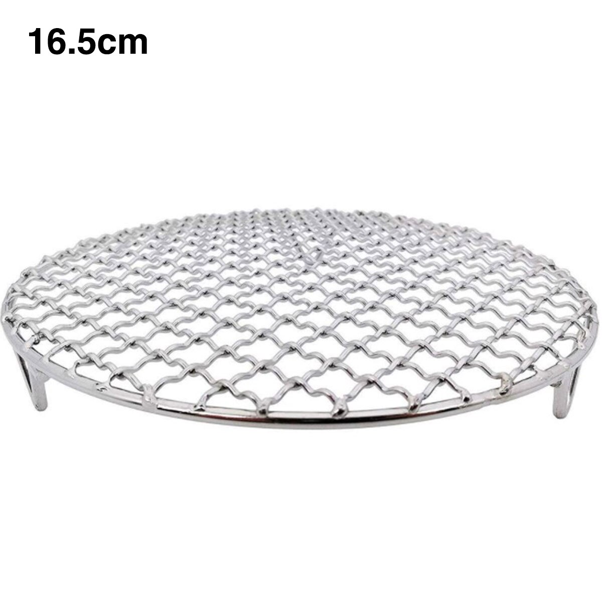 Kitchen Multi-Purpose Cooking Grate Baking Net 304 Stainless Steel Steamer Round Barbecue Grill Cross Wire Steam Rack with Legs: Silver 16.5cm
