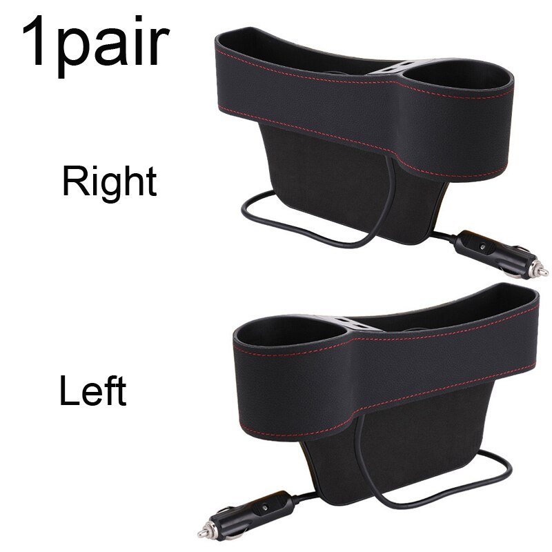 Organiseur universel de siège de voiture 2 pièces, organiseur de poche avec Interfaces USB, boîte de rangement pour accessoires intérieurs de voiture en cuir: Black 1 pair