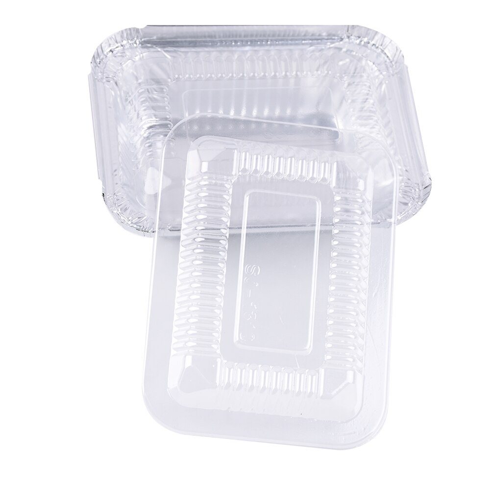 100pcs Aluminum Foil Containers With Plastic Lid For Restaurant Take-Out Packing Food