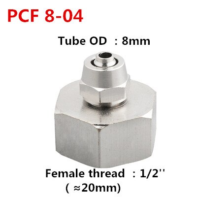 1PCS Internal Thread Straight Through Copper Material Pneumatic Screw PCF Quick Connectors Fitting Gas Hose One Touch Push Into: 8-04