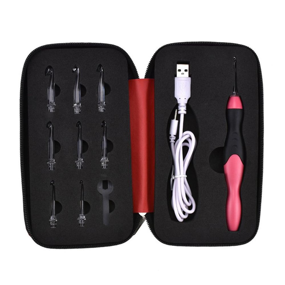 Usb Opladen Led Glow Haaknaald Met Led 9 Maten Haken Noodverlichting Breinaalden Vervangbare Top Haak Naaien Gereedschap: Default Title