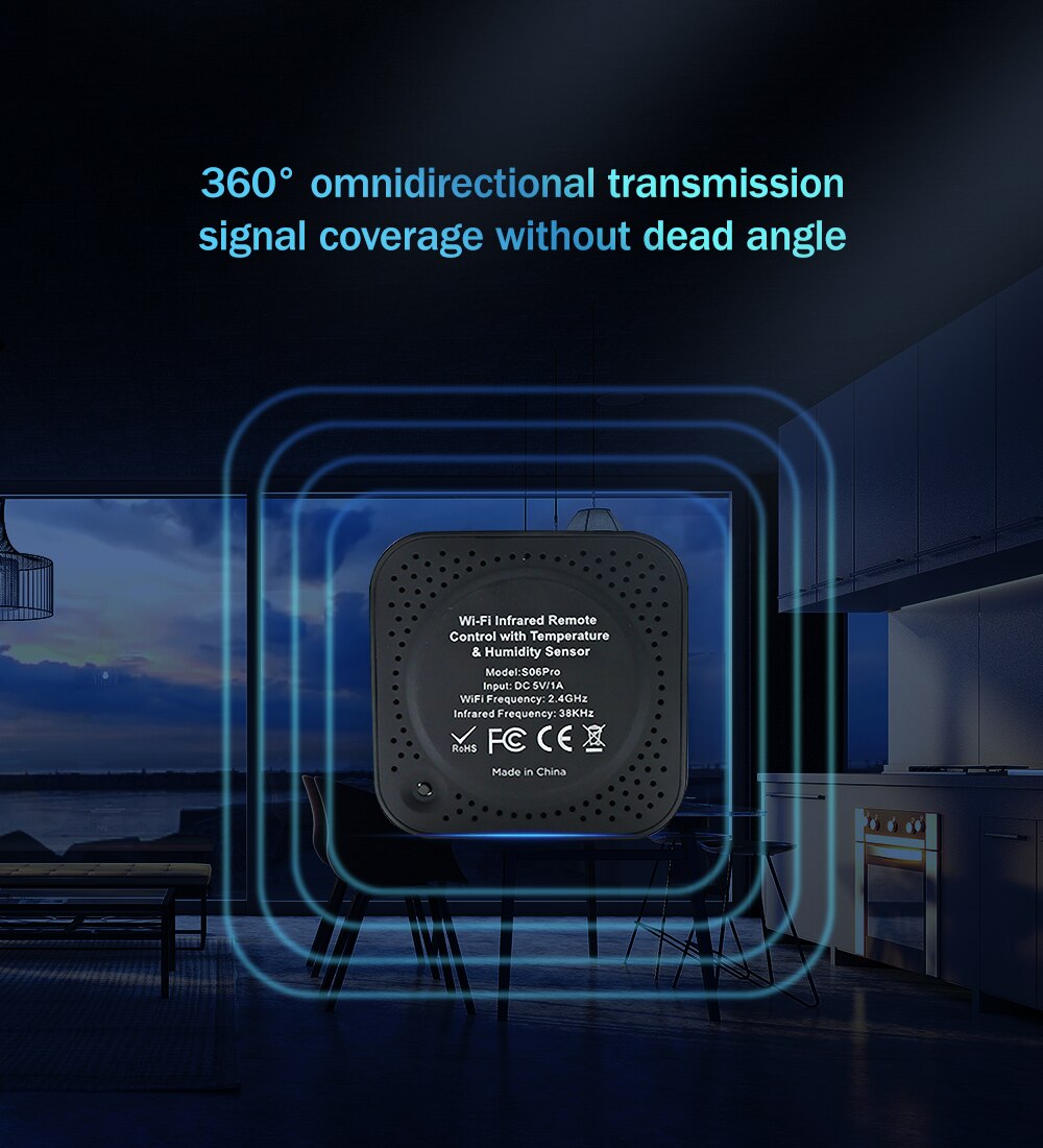 WiFi Tuya Smart Life Universal IR Remote Controller for Air Conditioner TV with Temperature Humidity Sensor by Alexa Google Home