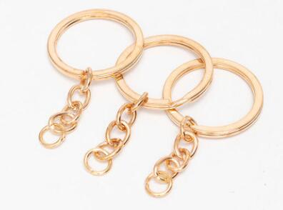 50Pcs 3CM Silver Plated Metal Blank Keyring Keychain for Split Holder Ring Keyfob Diy Resin Epoxy Mold Key Chains Accessories: Rose Golden