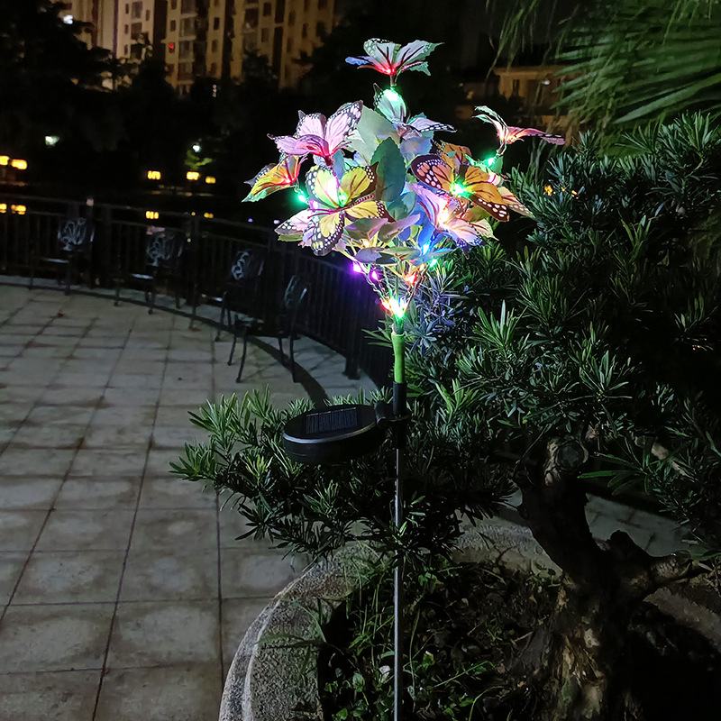 Garden Summer Landscape Lighting Outdoor Solar Light Camping Wedding Party Decor Lawn Lamp LED Simulation Butterfly Sunflower