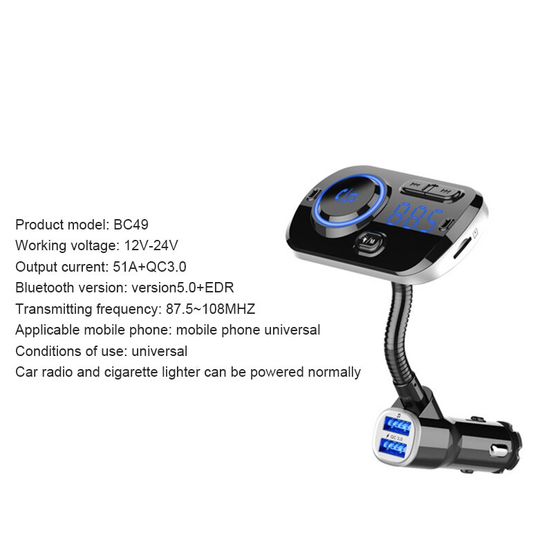 Bluetooth 5.0 Car Kit Handsfree Bellen Fm-zender Aux O Auto Speler A2Dp Draadloze Mp3 Universele Snel Opladen