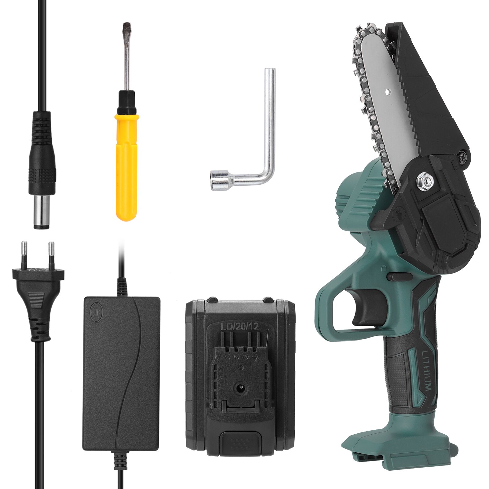 21V Mini Electric Pruning Saw Electric Pruning Shears Branch Purner Wood Spliting Chainsaw Woodworking Tool for Garden Orchard: 4 inch-1battery-EU