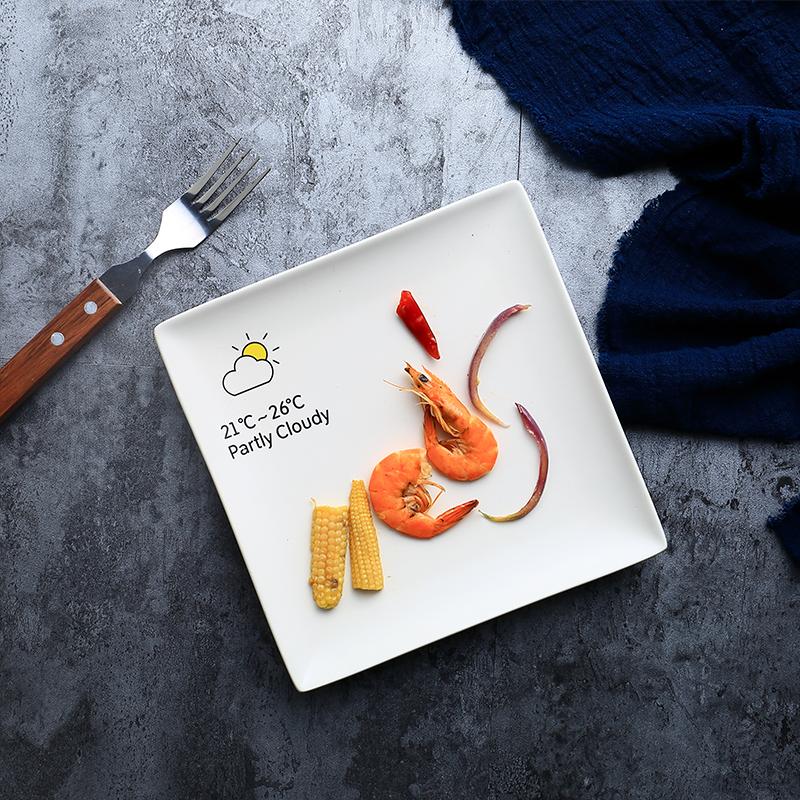 nordycki Zachodni stek kwadratowy talerz ceramiczny nowoczesna prostota kreatywna pogoda makaron ciasto talerz na owoce kochanie talerze 4 sztuk/zestaw