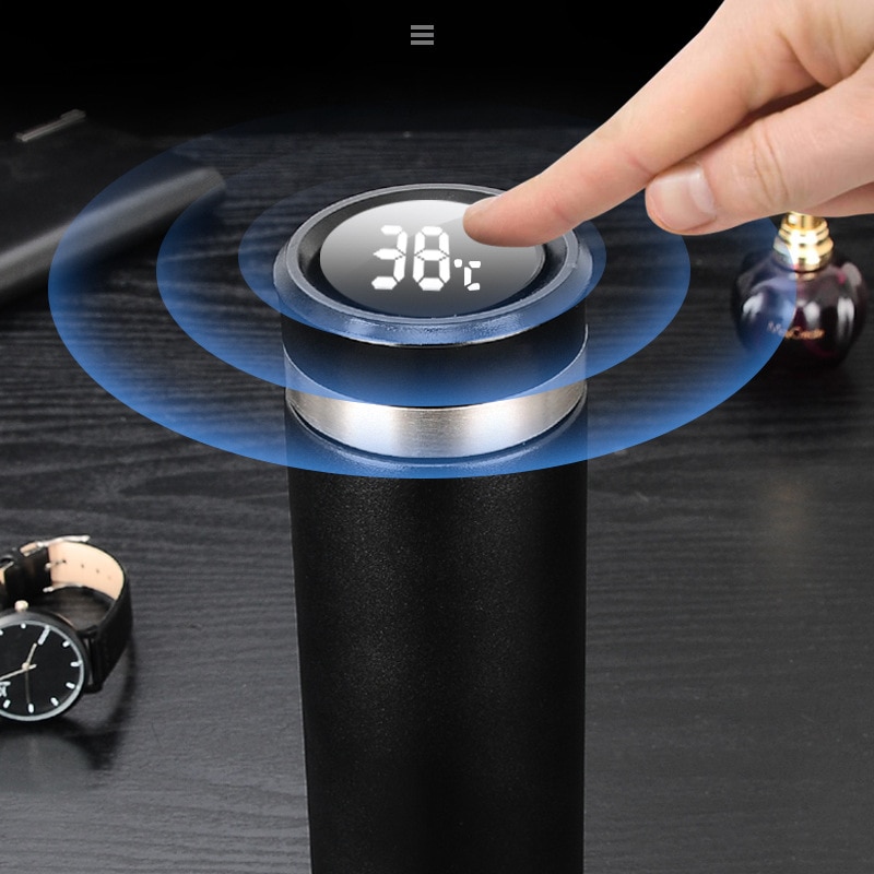500ML Stainless Steel LED Digital Smart Cup Thermo Water Bottle Travel Cup Intelligent Temperature Measuring Cup