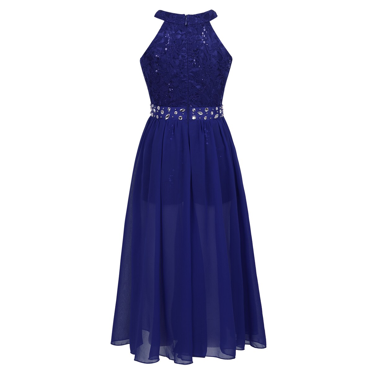 Meisjes Lyrische Dans Turnpakje Jurk Dancewear Mouwloze Bloemen Kant Strass Bruiloft Verjaardag Feestjurk