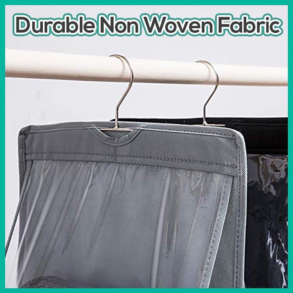 6 Mobiele Bouble-Zijdig Clear Garderobe Kast Ruimtebesparend Bag Organizer Kledingkast Opknoping 3-Layer 6-Bag opbergtas Ondergoed * J