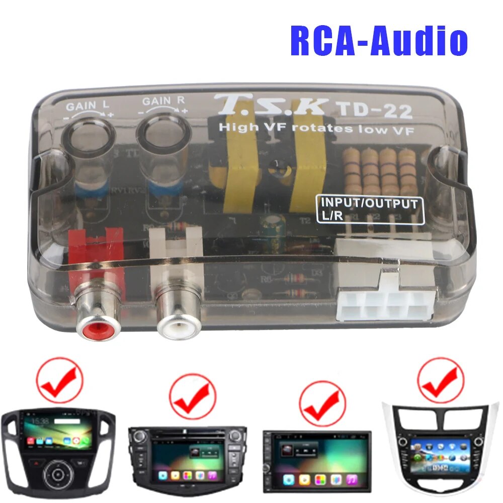 Auto Car Audio Converter Speaker Level Converter Adapter Universal RCA Line 12V