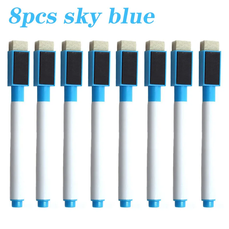 8 Pcs Erasable Whiteboard Pens Set - Magnetic, Easy to Wipe, Scratch-Free Markers with Color Random - Office Supplies: Light Grey