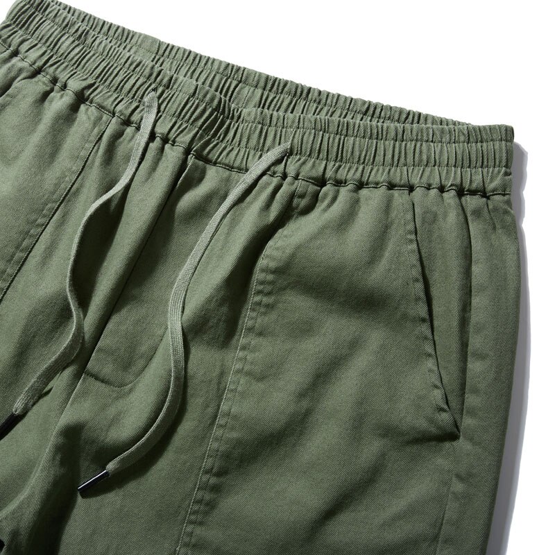Pantalon cargo décontracté en coton 6xl homme, 5xl taille, taille élastique, multi-poches, kaki, vert