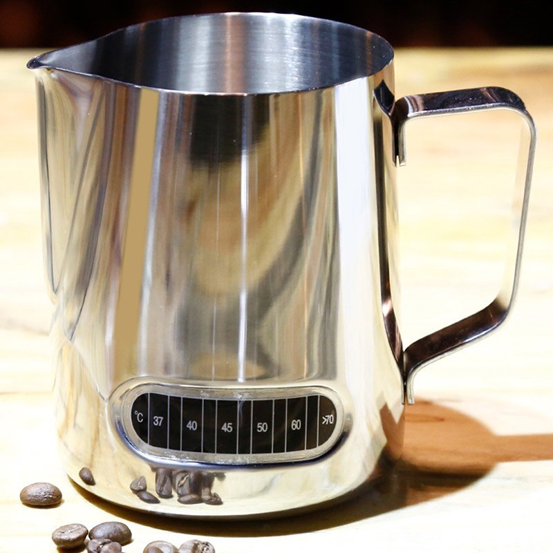 600ml Stainless Steel Milk Jug Frothing Coffee Latte Pitcher Thermometer