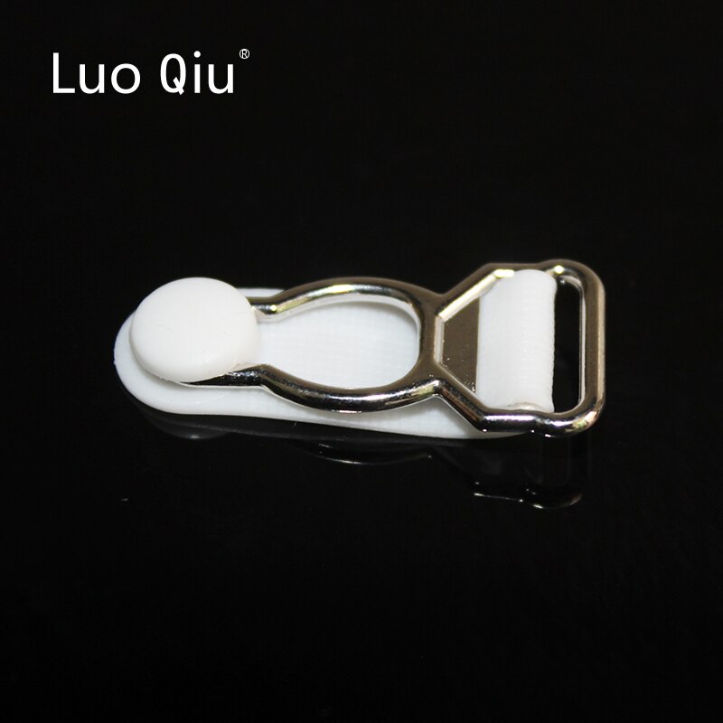 Luo Qiu 30 pcs/lot 1.2cm Silver Metal+white PP Garter clip Garment clips Clothing accessories Sewing Supplies