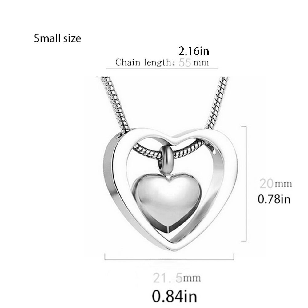 Herz Dekor Denkmal Urne Halsketten Andenken Einäscherung Schmuck Denkmal Asche Anhänger Doppel Herzförmigen Anhänger für Haustier Hund Katze