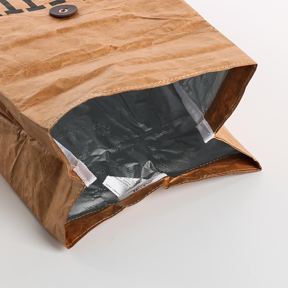Brown Paper Lunch Bag Reusable Box Sack Durable Insulated Thermal Paper Bag Snack Cooler Picnic Container
