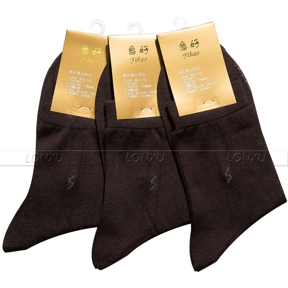 3 paar Herren 100% Silk Socken 100% mittlere Waden Kostenloser p & p Schwarz Braun Beige Grau Navy Blau _ _ geeignet für vier jahreszeiten: Brown