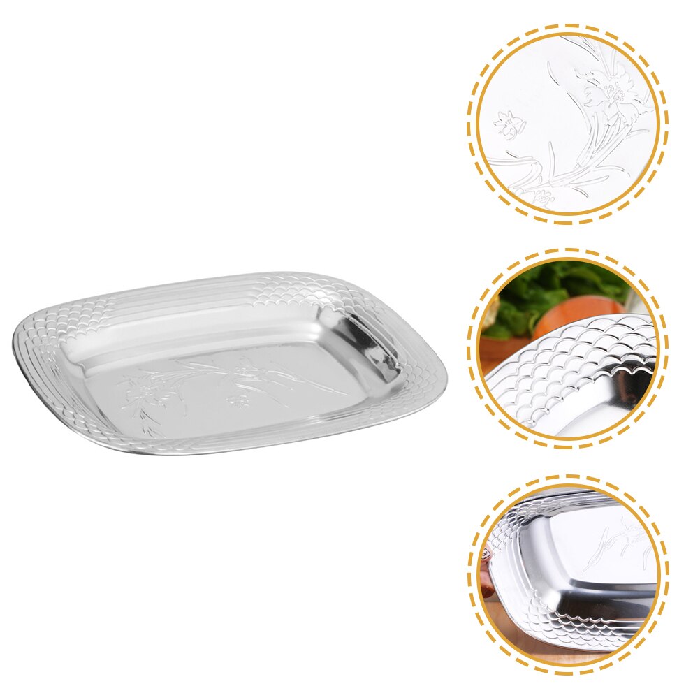 Dinner Plate Barbecue Plate Fish Dish Stainless Steel Multi-purpose Food Plate